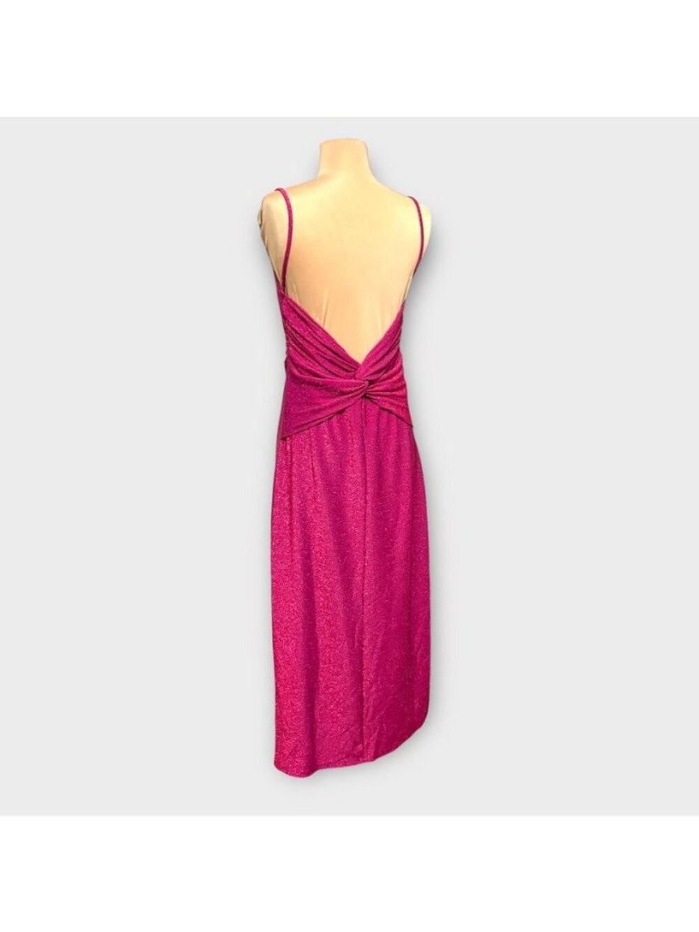 NWT Reformation Metallic Shimmer Dress L Pink Formal Party Midi NEW Open Back